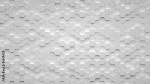 3d-illustration white background of hexagons.