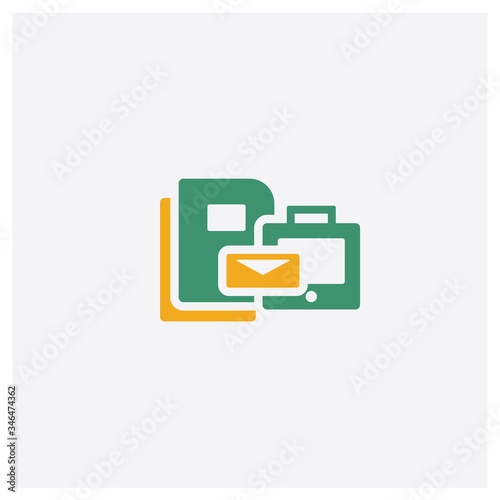 Brand concept 2 colored icon. Isolated orange and green Brand vector symbol design. Can be used for web and mobile UI/UX
