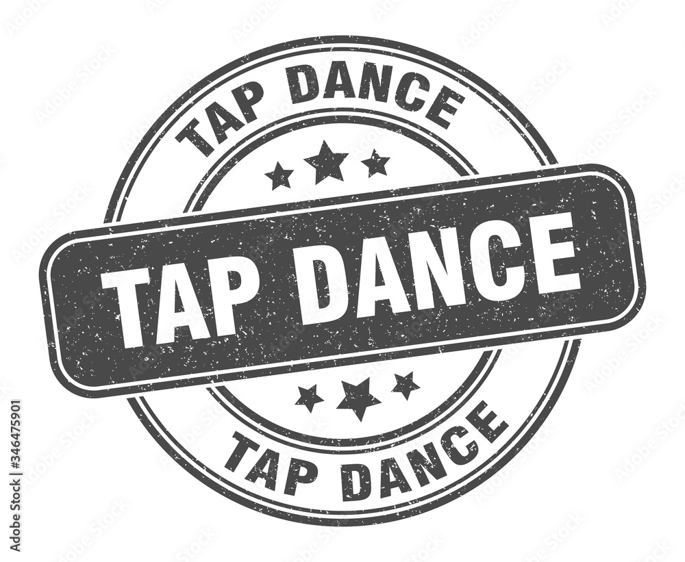 tap dance stamp. tap dance label. round grunge sign
