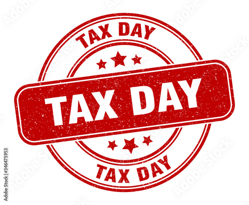 tax day stamp. tax day label. round grunge sign
