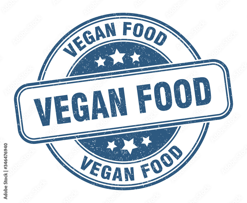 Fototapeta premium vegan food stamp. vegan food round grunge sign. label