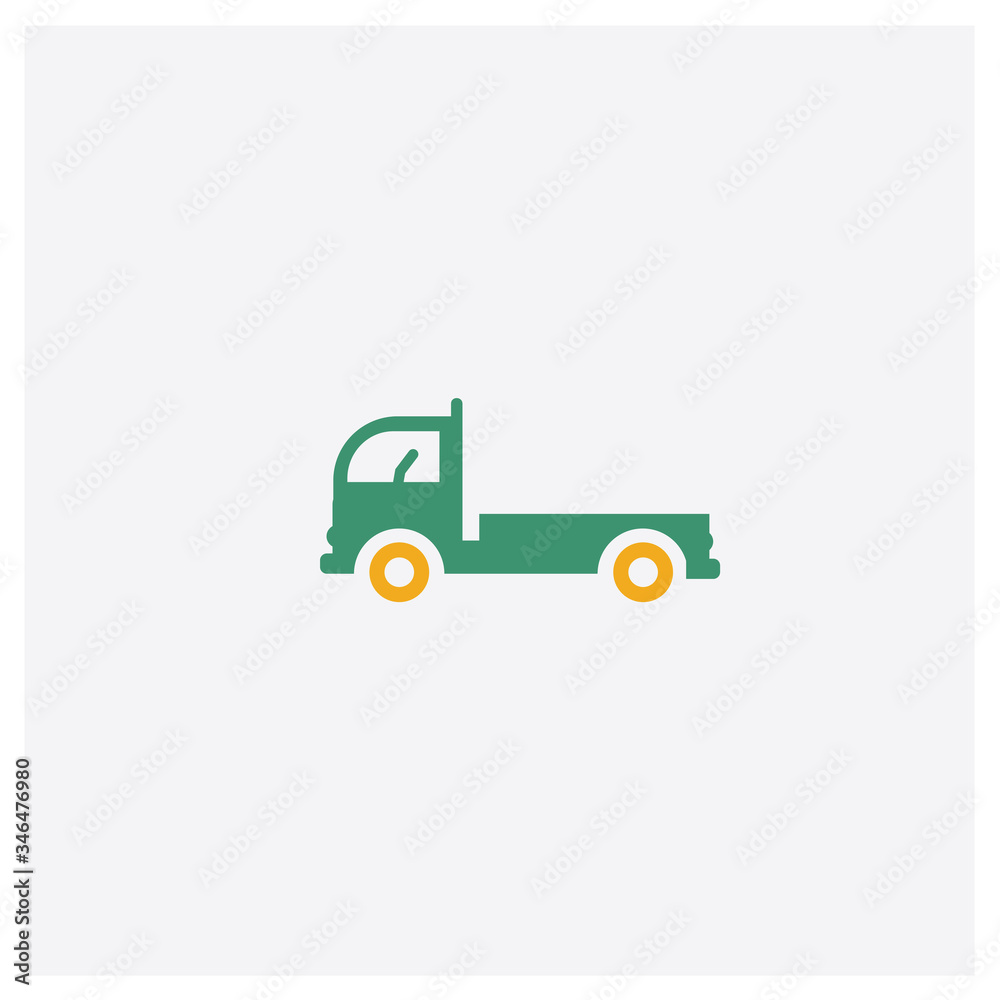 Big Truck concept 2 colored icon. Isolated orange and green Big Truck vector symbol design. Can be used for web and mobile UI/UX