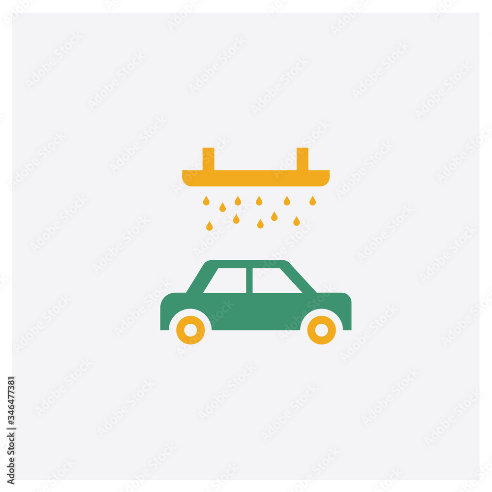 Car wash concept 2 colored icon. Isolated orange and green Car wash ...