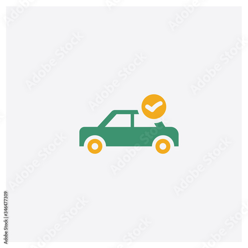 Fototapeta Naklejka Na Ścianę i Meble -  Car repair check list concept 2 colored icon. Isolated orange and green Car repair check list vector symbol design. Can be used for web and mobile UI/UX