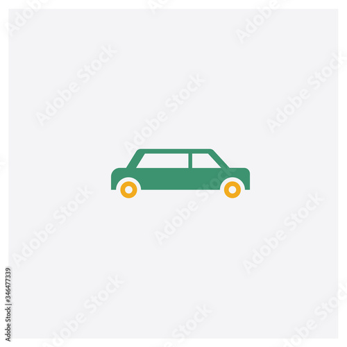 Fototapeta Naklejka Na Ścianę i Meble -  Limousine side view concept 2 colored icon. Isolated orange and green Limousine side view vector symbol design. Can be used for web and mobile UI/UX