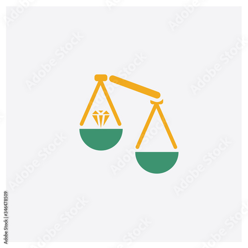 Roman Scale concept 2 colored icon. Isolated orange and green Roman Scale vector symbol design. Can be used for web and mobile UI/UX