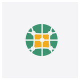 Global concept 2 colored icon. Isolated orange and green Global vector symbol design. Can be used for web and mobile UI/UX