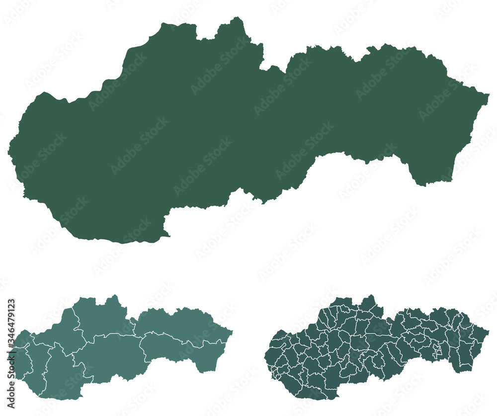 Slovakia map outline administrative regions vector template for infographic design. Administrative borders.