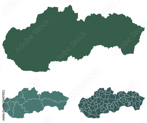 Slovakia map outline administrative regions vector template for infographic design. Administrative borders.