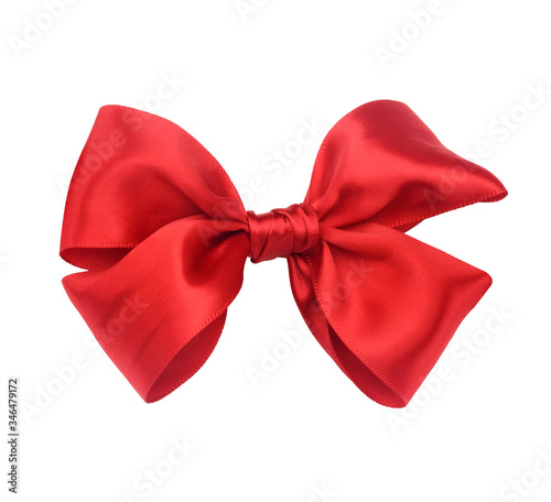 Red ribbon bow isolated on white background including clipping path