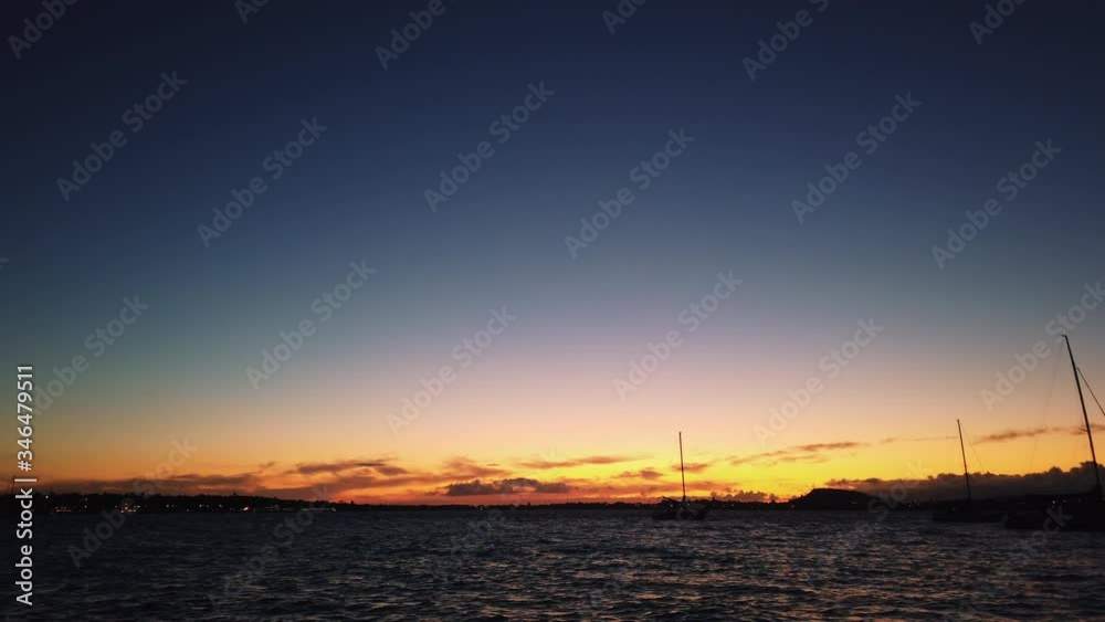 Stunning colorful glow from a sunset with clear sky in New Zealand, slow motion Stunning colorful glow from a sunset with clear sky in New Zealand, slow motion