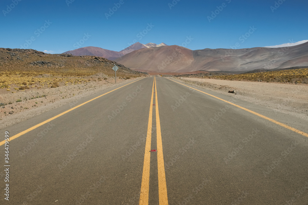 Surroundings and way to Red Rock. Flamingos National Reserve Conaf. San Pedro de Atacama, Antofagasta - Chile. Desert. Andes Range & Route 23. Surroundings and way to Red Rock. Flamingos National Reserve Conaf. San Pedro de Atacama, Antofagasta - Chile. Desert. Andes Range & Route 23.
