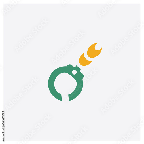 Fetters concept 2 colored icon. Isolated orange and green Fetters vector symbol design. Can be used for web and mobile UI/UX