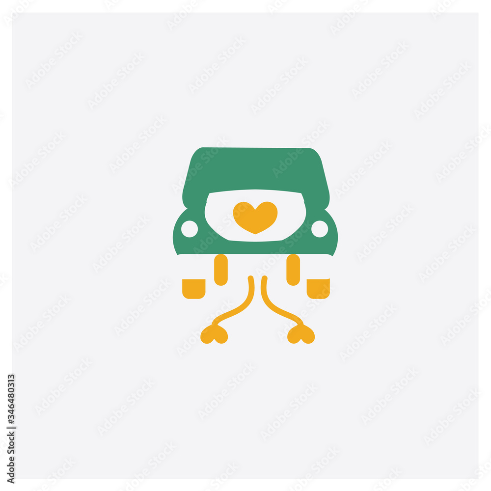Honeymoon concept 2 colored icon. Isolated orange and green Honeymoon vector symbol design. Can be used for web and mobile UI/UX
