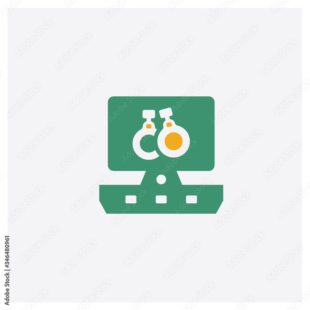Computer concept 2 colored icon. Isolated orange and green Computer vector symbol design. Can be used for web and mobile UI/UX
