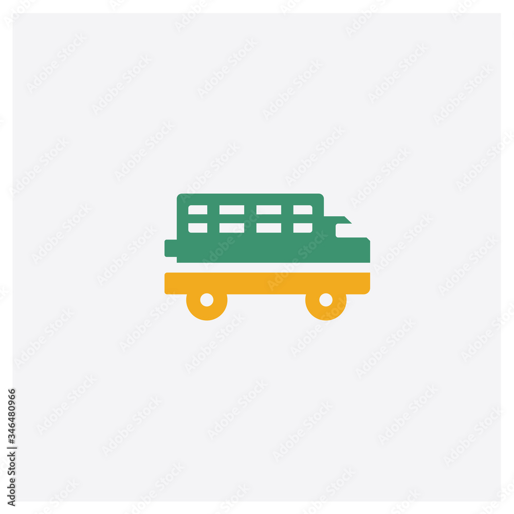 Prisoner transport vehicle concept 2 colored icon. Isolated orange and green Prisoner transport vehicle vector symbol design. Can be used for web and mobile UI/UX