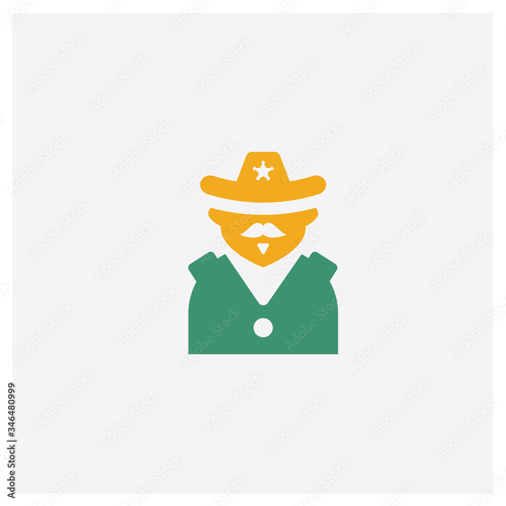 Sheriff concept 2 colored icon. Isolated orange and green Sheriff vector symbol design. Can be used for web and mobile UI/UX