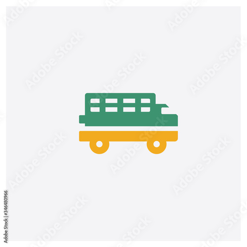 Prisoner transport vehicle concept 2 colored icon. Isolated orange and green Prisoner transport vehicle vector symbol design. Can be used for web and mobile UI/UX