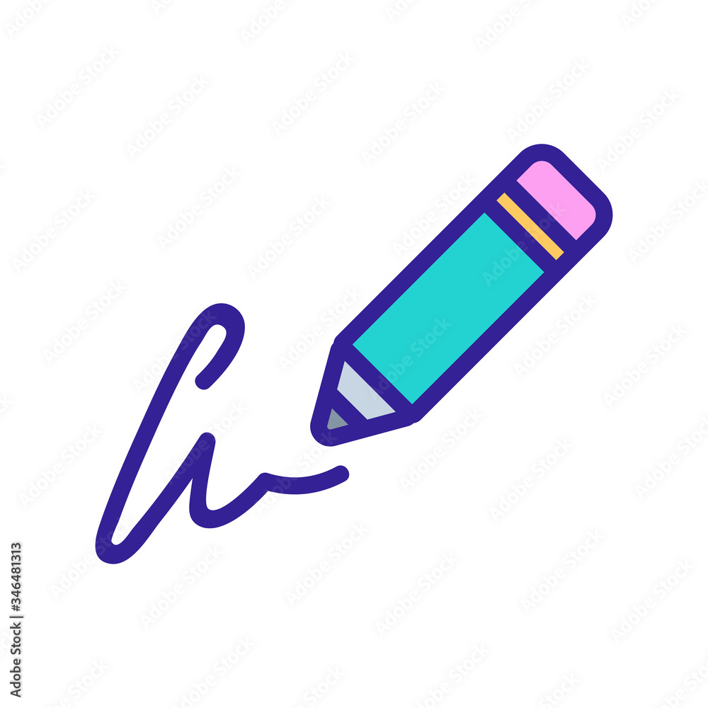 writing signature in pencil icon vector. writing signature in pencil sign. color symbol illustration writing signature in pencil icon vector. writing signature in pencil sign. color symbol illustration