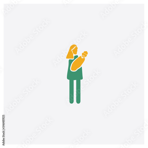 Baby sitter concept 2 colored icon. Isolated orange and green Baby sitter vector symbol design. Can be used for web and mobile UI/UX