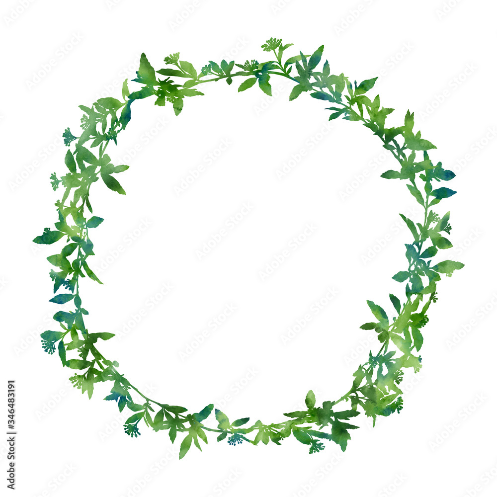 Hand painted wreath isolated on a white background. Decorative image for creative design of cards, invitations, banners, websites, posters, etc. Beautiful watercolour artwork. Hand painted wreath isolated on a white background. Decorative image for creative design of cards, invitations, banners, websites, posters, etc. Beautiful watercolour artwork.