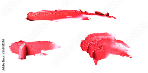 Texture and Stroke of Red Lipstick on white Background