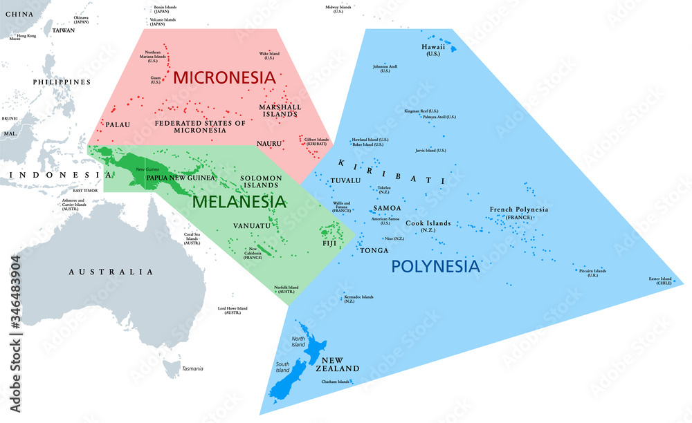 Melanesia Micronesia And Polynesia Political Map Colored Geographic 1000 F 346483904 SQlKCEP9OXpdmLgQYmWwJuFYGypflGS3