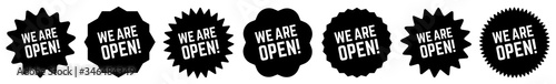 We Are Open Tag Black | Icon | Sticker | Label | Variations