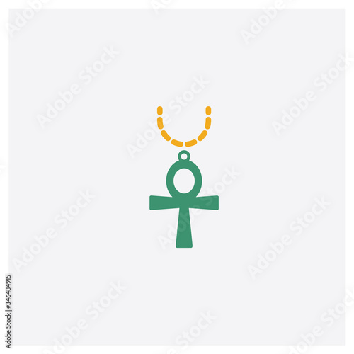 Ankh concept 2 colored icon. Isolated orange and green Ankh vector symbol design. Can be used for web and mobile UI/UX