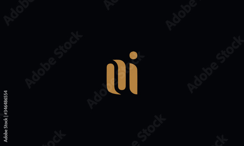 Letter OI with cuts abstract alphabet, font, text, typography, initials design in gold color with black background icon for the logo