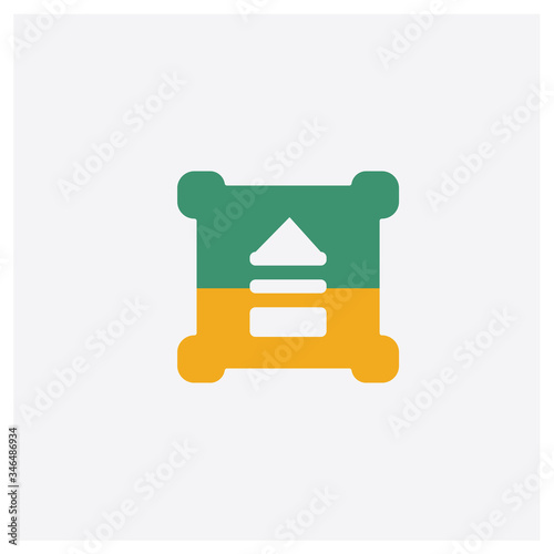 Eject concept 2 colored icon. Isolated orange and green Eject vector symbol design. Can be used for web and mobile UI/UX