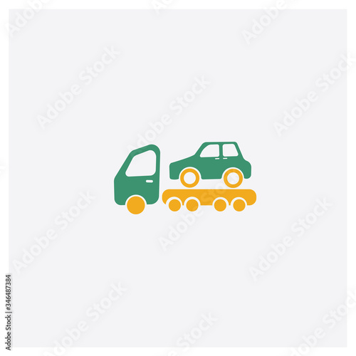 Crane concept 2 colored icon. Isolated orange and green Crane vector symbol design. Can be used for web and mobile UI/UX