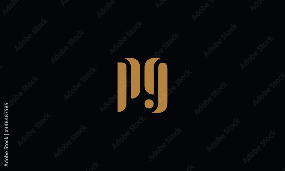 Letter PG with cuts abstract alphabet, font, text, typography, initials design in gold color with black background icon for the logo Letter PG with cuts abstract alphabet, font, text, typography, initials design in gold color with black background icon for the logo
