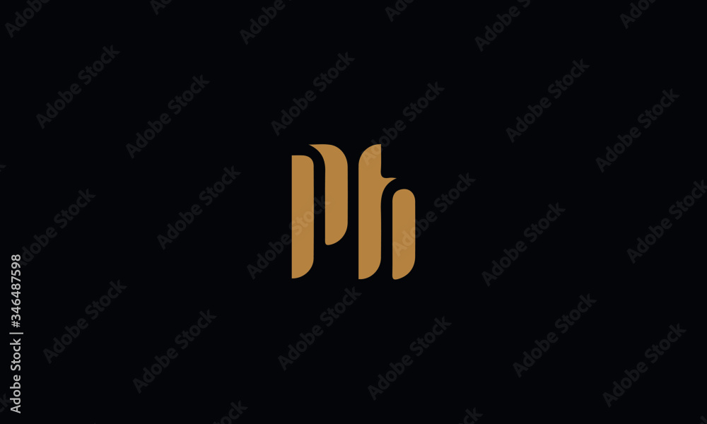 Letter PH with cuts abstract alphabet, font, text, typography, initials design in gold color with black background icon for the logo Letter PH with cuts abstract alphabet, font, text, typography, initials design in gold color with black background icon for the logo