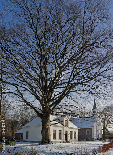 Rectory and church Wilhelminaoord. Maatschappij van Weldadigheid Frederiksoord. Drenthe. Netherlands