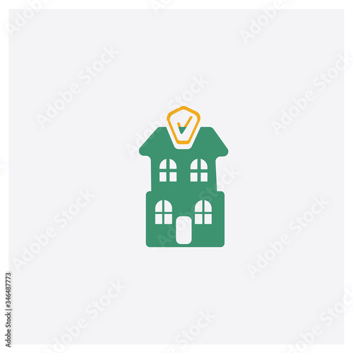 House concept 2 colored icon. Isolated orange and green House vector symbol design. Can be used for web and mobile UI/UX