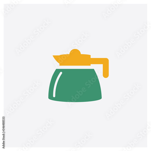 Coffe Pot concept 2 colored icon. Isolated orange and green Coffe Pot vector symbol design. Can be used for web and mobile UI/UX