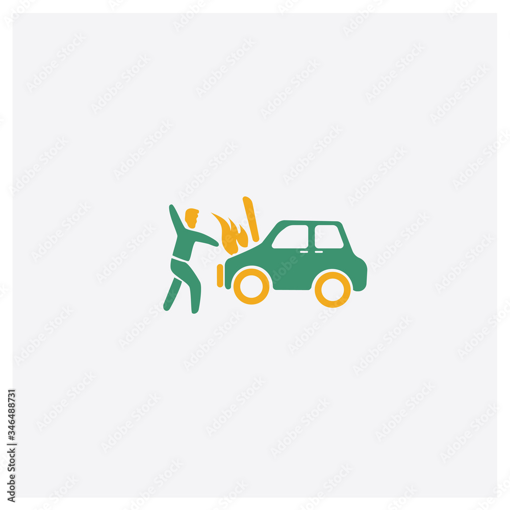 Fototapeta premium Accident concept 2 colored icon. Isolated orange and green Accident vector symbol design. Can be used for web and mobile UI/UX