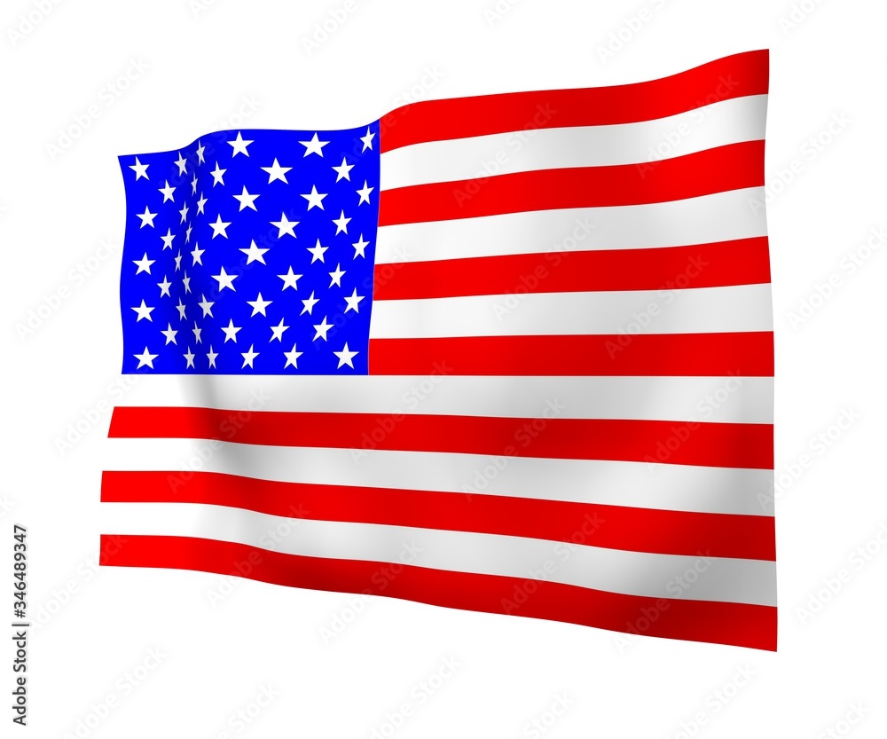 Fototapeta premium Waving flag of the United States of America. Stars and Stripes. State symbol of the USA. 3D illustration