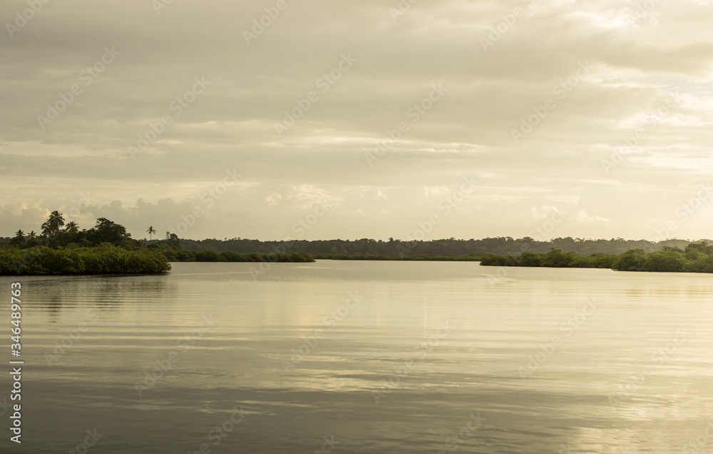 Panama Bocas del Toros Landscape sea. Relax and 
tranquility. River in the jungle.