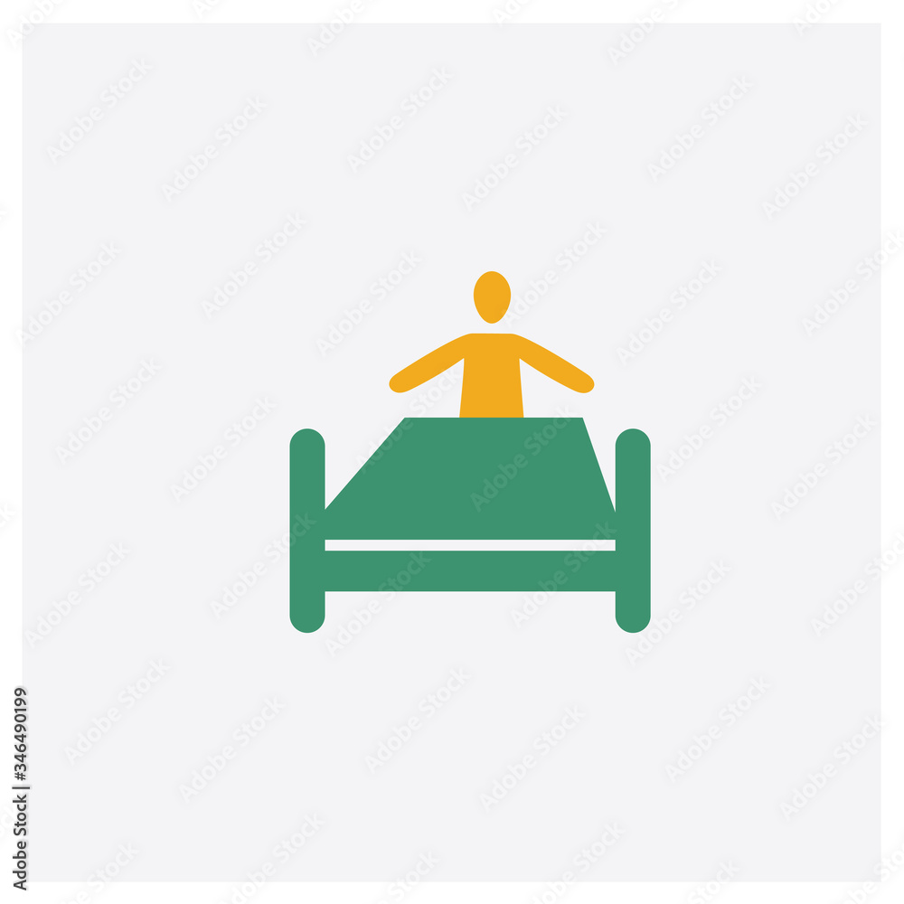 Making the Bed concept 2 colored icon. Isolated orange and green Making the Bed vector symbol design. Can be used for web and mobile UI/UX Making the Bed concept 2 colored icon. Isolated orange and green Making the Bed vector symbol design. Can be used for web and mobile UI/UX