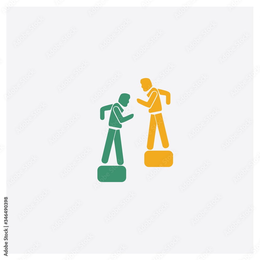Helping a Man to Climb concept 2 colored icon. Isolated orange and green Helping a Man to Climb vector symbol design. Can be used for web and mobile UI/UX