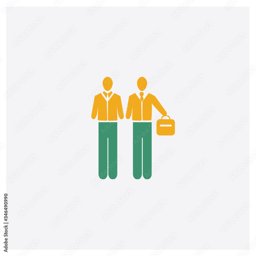 Two Men Meeting concept 2 colored icon. Isolated orange and green Two Men Meeting vector symbol design. Can be used for web and mobile UI/UX Two Men Meeting concept 2 colored icon. Isolated orange and green Two Men Meeting vector symbol design. Can be used for web and mobile UI/UX