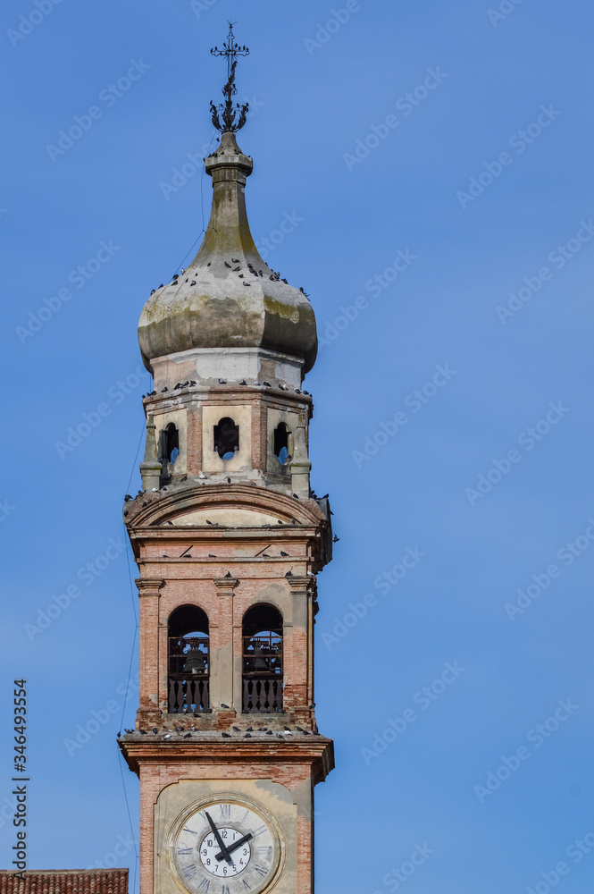 Italian Bell Tower in Crespino, Rovigo, Italy - roman baroque style, 18th century