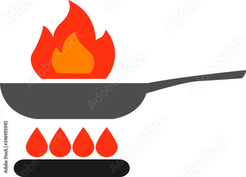 Frying pan or skillet and wok on stove cooking vector icon