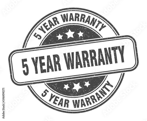 5 year warranty stamp. 5 year warranty round grunge sign. label