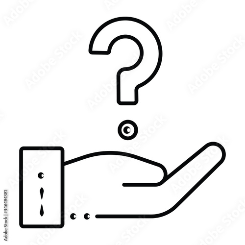 Hand with question icon vector