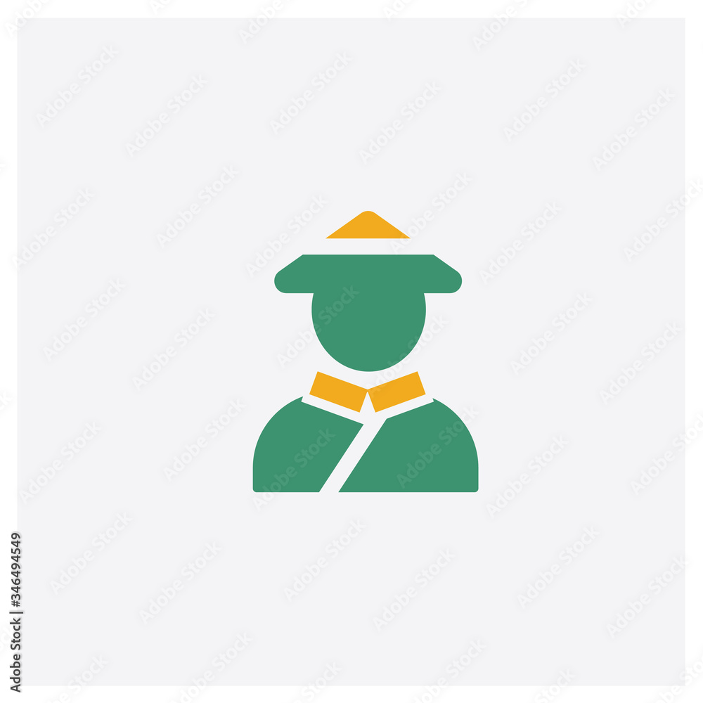 Chinese concept 2 colored icon. Isolated orange and green Chinese vector symbol design. Can be used for web and mobile UI/UX
