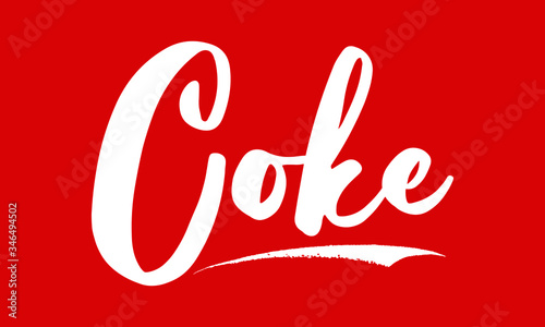 Coke Calligraphy Black Color Text On Red Background