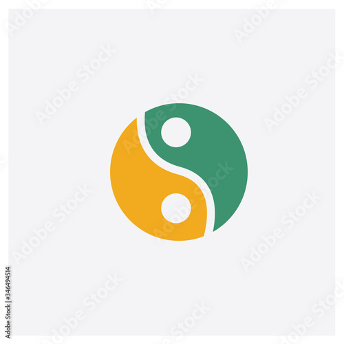 Yin yang concept 2 colored icon. Isolated orange and green Yin yang vector symbol design. Can be used for web and mobile UI/UX